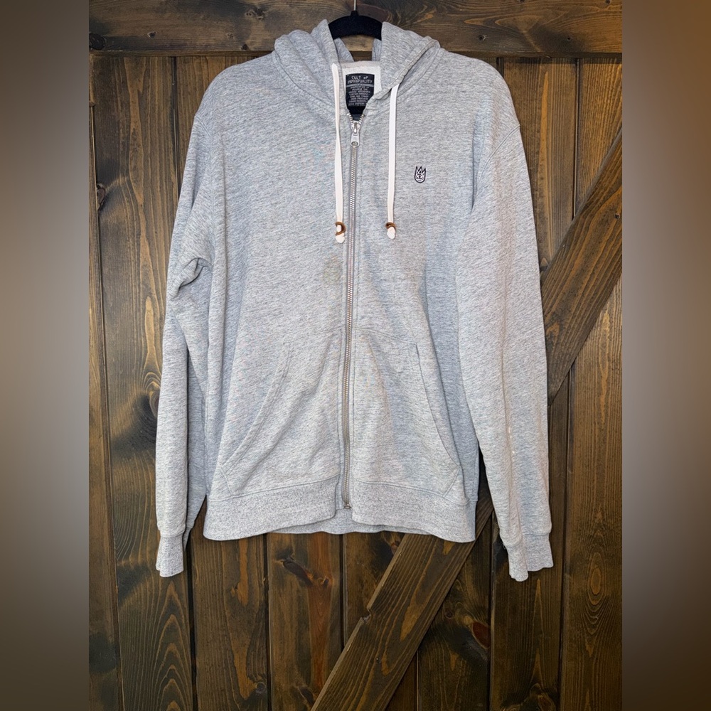 Cult of Individuality Light Gray Zip-Up‎ Sweater